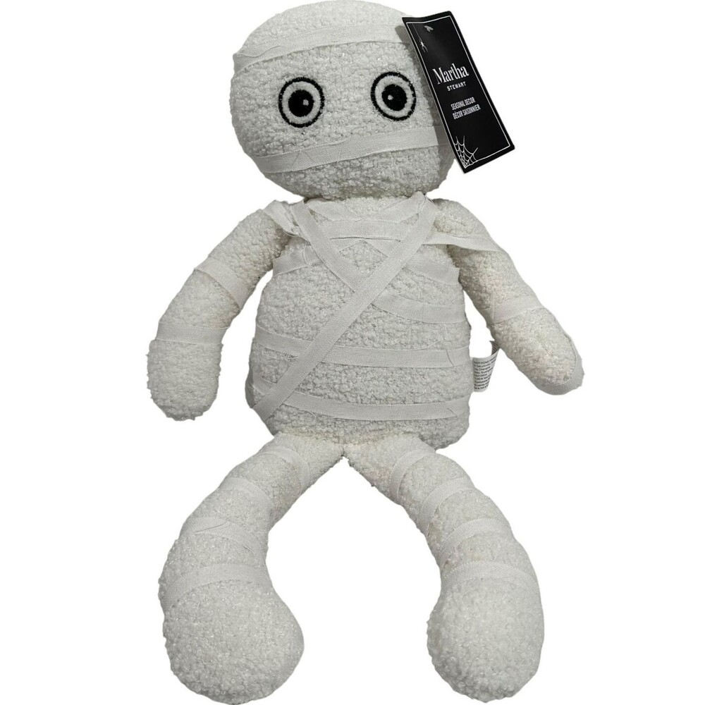 Martha Stewart Halloween Sherpa Mummy Weighted Decoration Pillow Doorstop 19”